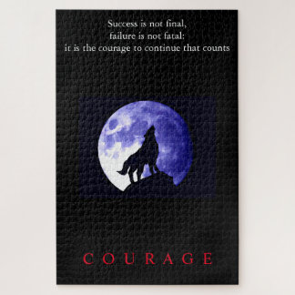 Puzzle Wolf Blue Night Motivational Courage
