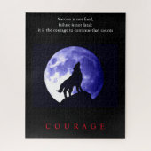 Puzzle Wolf Blue Night Motivational Courage (Vertical)