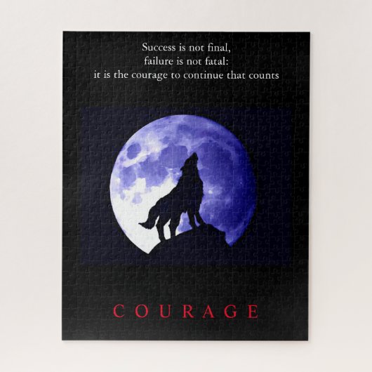 Puzzle Wolf Blue Night Motivational Courage (Vertical)