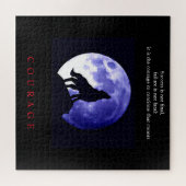 Puzzle Wolf Blue Night Motivational Courage (Horizontal)