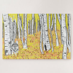 Puzzle Wolf dans Bois d'automne