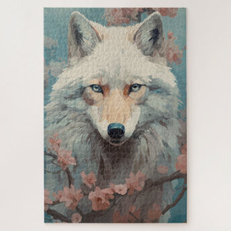 Puzzle Wolf en fleurs du printemps