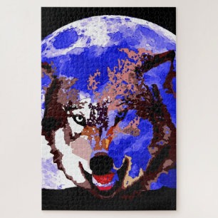 Puzzle Wolf & Full Moon