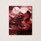 Puzzle Wolf Fullmoon & Red Night - Wild Animals Art (Vertical)