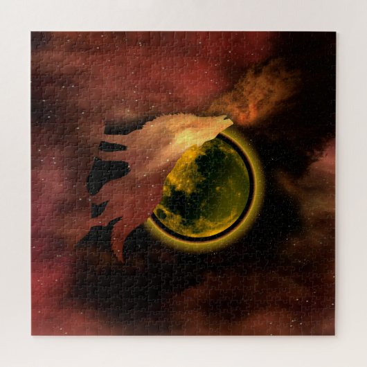 PUZZLE WOLF HOLING DANS LA GALAXIE DE LA LUNE SPATIALE (Horizontal)