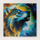 Puzzle Wolf Howl coloré (Vertical)