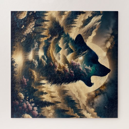 Puzzle Wolf Howling à la Lune (Horizontal)