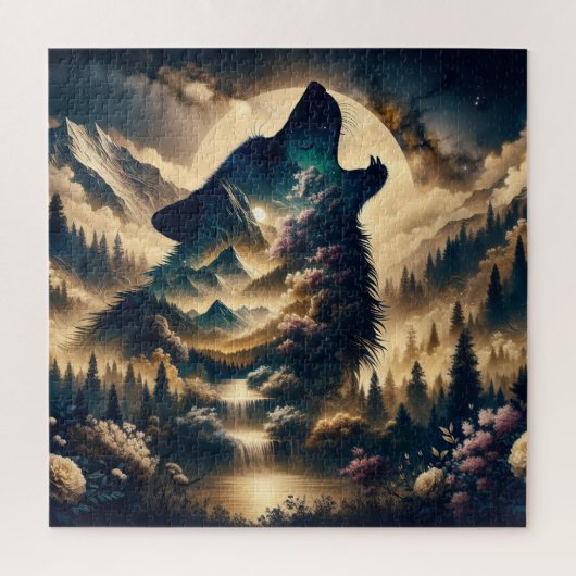 Puzzle Wolf Howling à la Lune (Vertical)