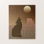 Puzzle Wolf Howling à la Lune en Brown et Tan Jigsaw P (Vertical)