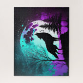 Puzzle Wolf Howling à la lune Galaxy Stars Animal (Vertical)