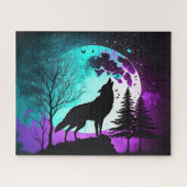 Puzzle Wolf Howling à la lune Galaxy Stars Animal (Horizontal)