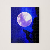 Puzzle Wolf Howling at Moon Blue Night Artwork Animal Art (Vertical)