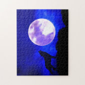 Puzzle Wolf Howling at Moon Blue Night Artwork Animal Art (Vertical)