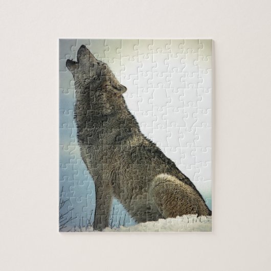 Puzzle Wolf Howling in Snow (Vertical)