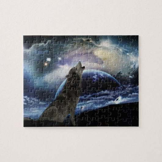 Puzzle Wolf hurle sur la lune (Horizontal)