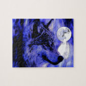 Puzzle Wolf Motivation Liberté Bleu nuit pleine lune (Horizontal)