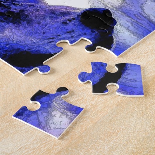 Puzzle Wolf Motivation Liberté Bleu nuit pleine lune (Côté)