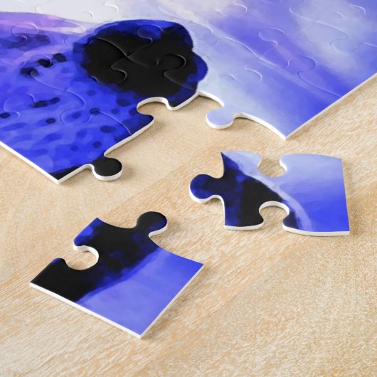 Puzzle Wolf Motivation Liberté Bleu nuit pleine lune (Côté)