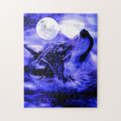 Puzzle Wolf Motivation Liberté Bleu nuit pleine lune (Vertical)