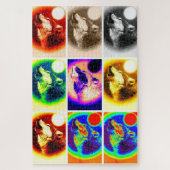 Puzzle Wolf Pop Art Liberté Bleu nuit pleine lune (Vertical)