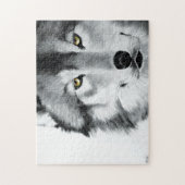 Puzzle Wolf Portrait noir blanc (Vertical)