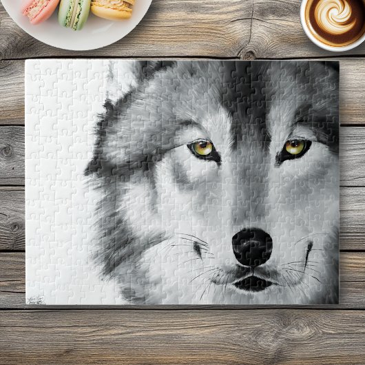 Puzzle Wolf Portrait noir blanc