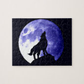 Puzzle Wolf Silhouette & Full Moon (Horizontal)