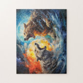 Puzzle Wolf Sköll and Hati hunting moon and sun (Vertical)