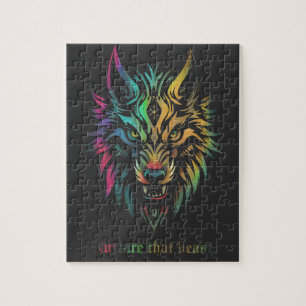 Puzzle Wolf visage coloré aérographe Poudre qui bête