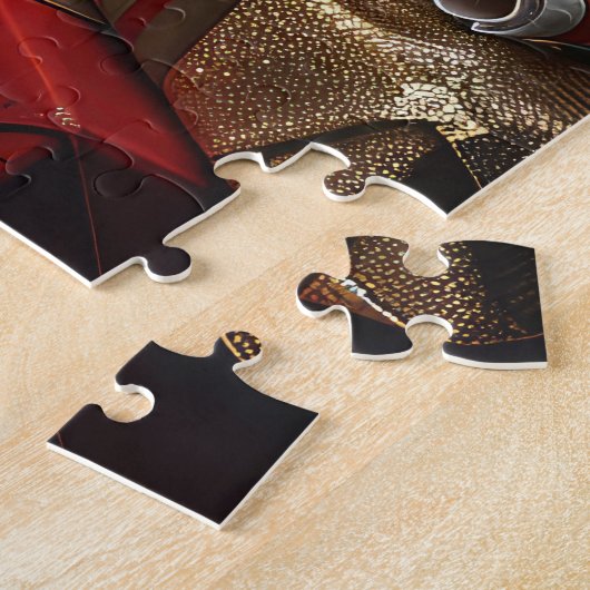 Puzzle Wolfhound Chien avec les cadeaux de Noël cheminée (Côté)