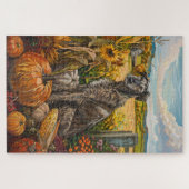 Puzzle Wolfhound Chien Moisson d'automne Thankgiving (Horizontal)