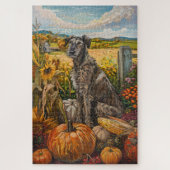 Puzzle Wolfhound Chien Moisson d'automne Thankgiving (Vertical)