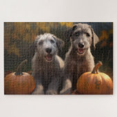 Puzzle Wolfhound Chiot Automne Citrouille de plaisir (Horizontal)