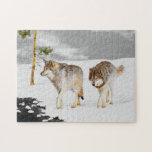Puzzle Wolves in Snow Painting - Original Wildlife Art<br><div class="desc">Wolves in Snow portrait,  original painting.   We specialize in cute and funny original art. Buy this for yourself or as a great gift for your Wolf loving friends. Be creative - click on CUSTOMIZE to add/remove/change text,  resize the picture,  change colors or anything else the customization tool will allow!</div>