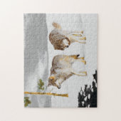Puzzle Wolves in Snow Painting - Original Wildlife Art (Vertical)