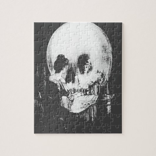 Puzzle Woman with Halloween Skull Reflection In Mirror (Vertical)