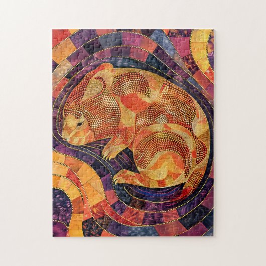 Puzzle Wombat en style Art numérique aborigène (Vertical)