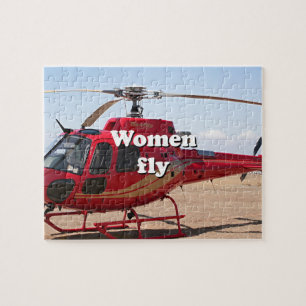 Puzzle Women fly : red helicopter
