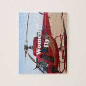 Puzzle Women fly : red helicopter (Vertical)