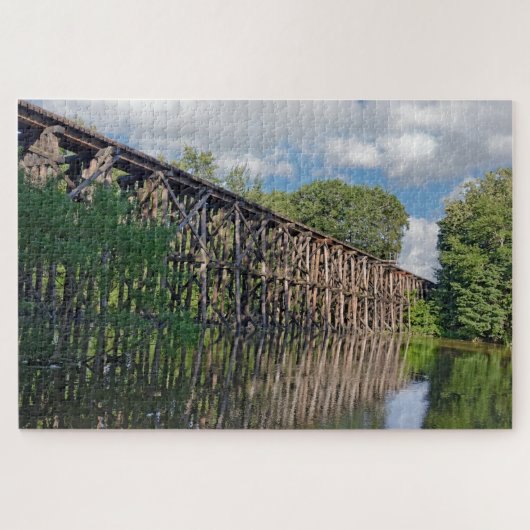 Puzzle Wooden Train Trestle Over a River (Horizontal)