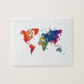 Puzzle World map in watercolor (Horizontal)