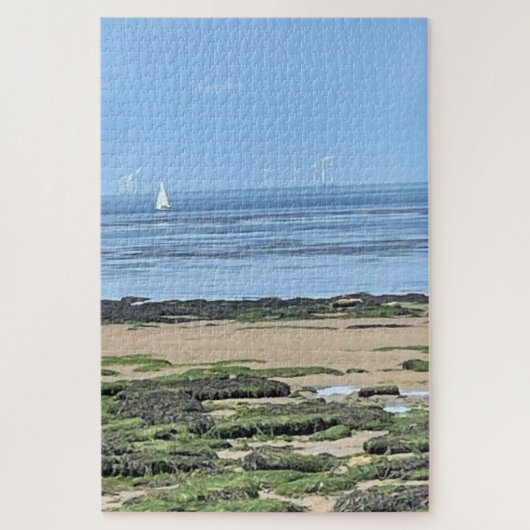 Puzzle Yacht blanc et mer paisible (Vertical)