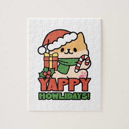 Puzzle Yappy Howlidays - Jote Christmas Dog Cartoon (Vertical)