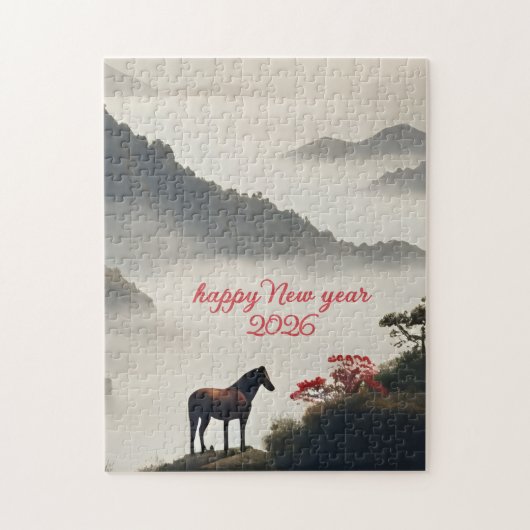 Puzzle Year of the Horse 2026 Chinese New Year Mountain  (Vertical)