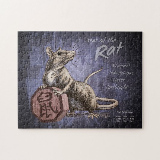 Puzzle Year of the Rat Chinese Zodiac Art (Horizontal)
