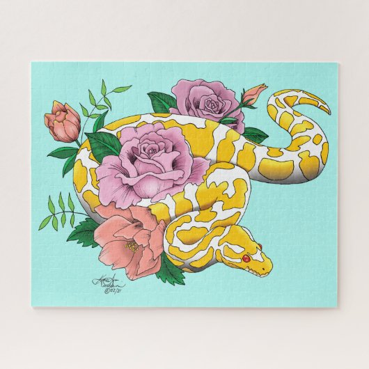 Puzzle Yellow Albino Ball Python (Horizontal)