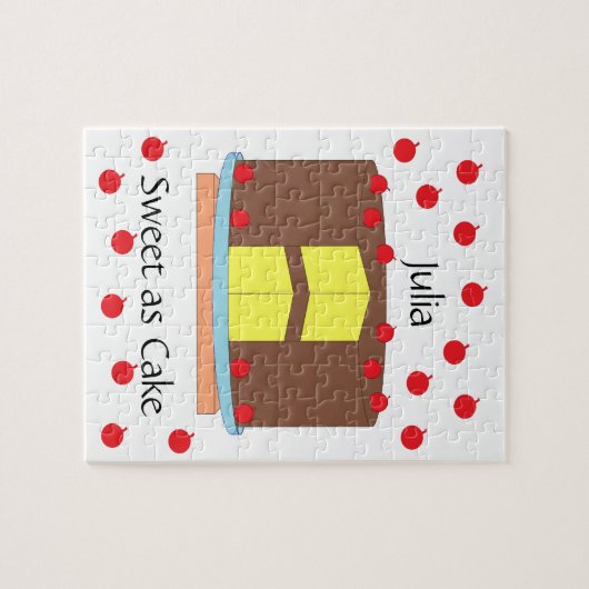 Puzzle Yellow Cake and Cherries: White (Horizontal)