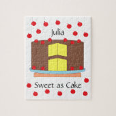 Puzzle Yellow Cake and Cherries: White (Vertical)