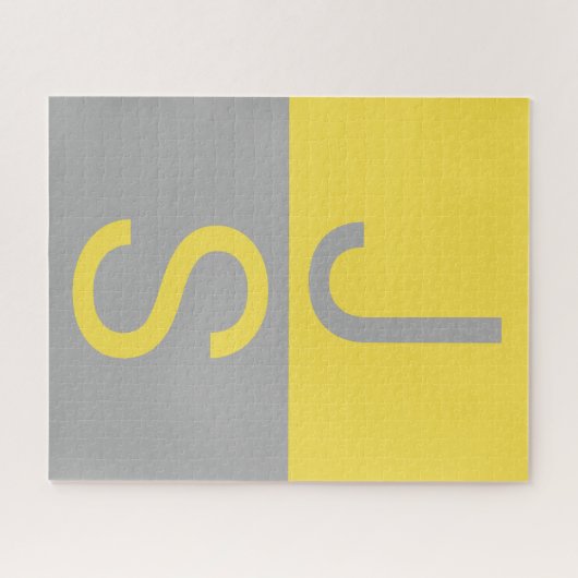 Puzzle Yellow & Grey Modern Initials monogram (Horizontal)