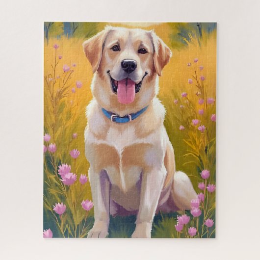Puzzle Yellow Lab Painting Labrador Retriever Dog (Vertical)